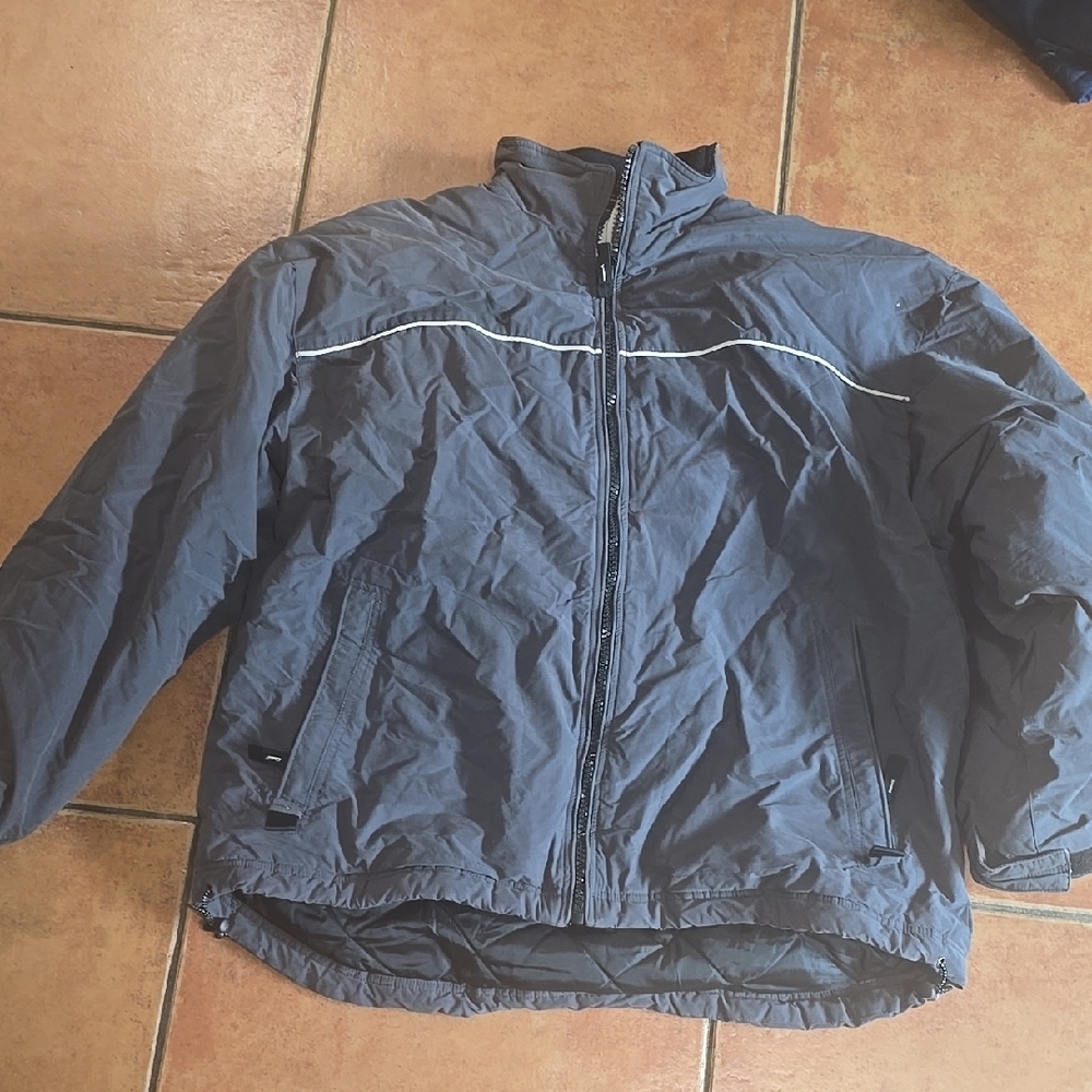 Gray Windbreaker with Full-Zip and Stand-Up Collar